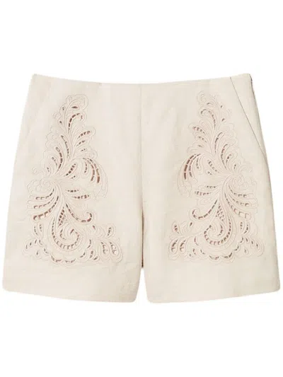 TWINSET TWINSET LINEN EMBOIDED SHORTS