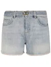 Twinset Twimset Belted Denim Shorts In Light Denim