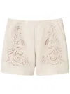 Twinset Twin-set Tailored Gray Shorts With Intricate Embroidery In Madreperla