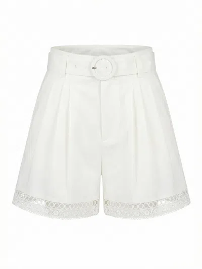 Twinset Shorts With Macrame And Belt In White