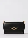 Twinset Twin-set Structured Black Shoulder Bag With Gold-tone Clasp In Black