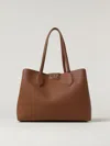Twinset Structured Tote Bag With Smooth Pebbled Texture And Metallic Detail In Brown