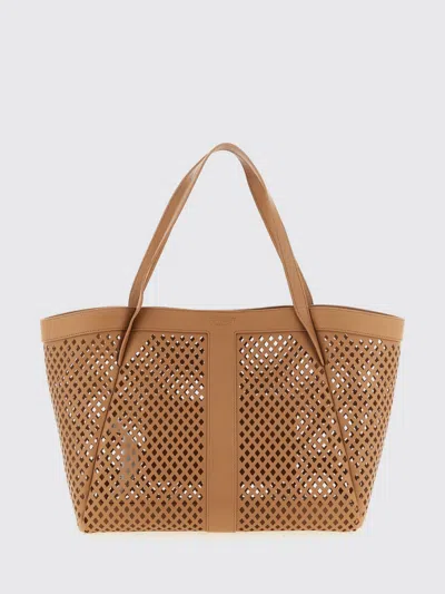 Twinset Twin Set Openwork Leather Shopping Bag In Brown