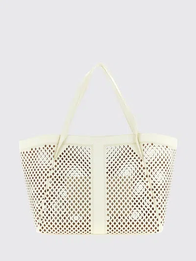 Twinset Twin Set Openwork Leather Shopping Bag In Neutral