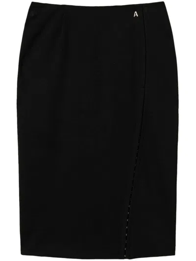 Twinset Side Hooks Detail Midi Skirt In Black