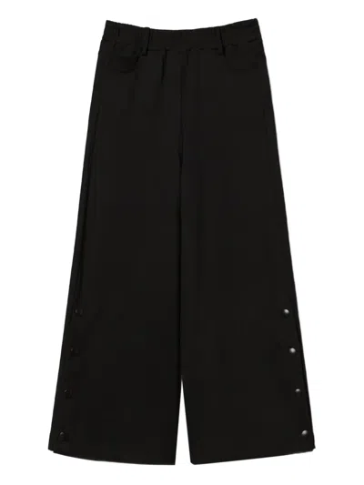 Twinset Side-slit Cropped Trousers In Black