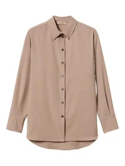 Twinset Side-slits Shirt In Brown
