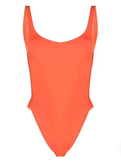 Twinset Side-straps Detail One Piece In Orange