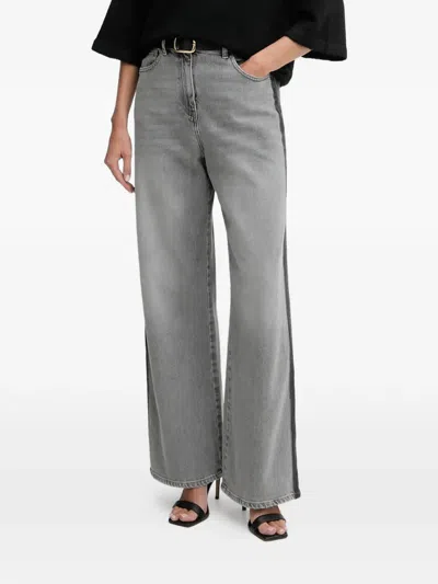 Twinset Side-stripe Jeans In Gray