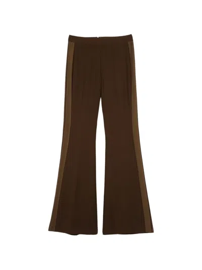 Twinset Side-stripe Flared Trousers In Brown