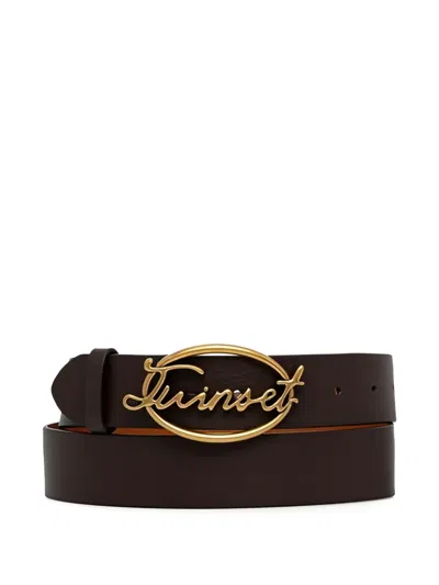 Twinset Signature Plaque Belt In Brown