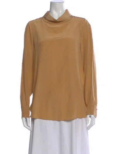 Pre-owned Twinset Silk Cowl Neck Blouse In Neutral