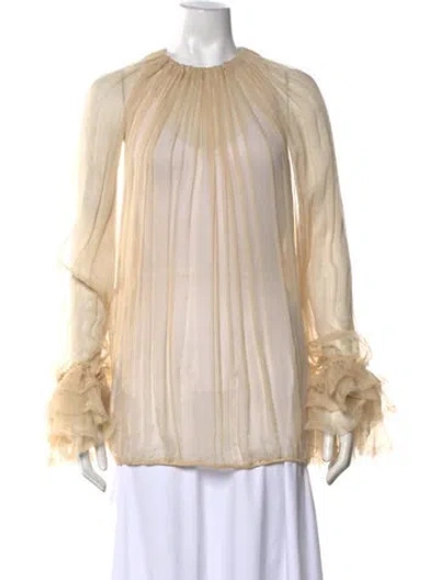 Pre-owned Twinset Silk Crew Neck Blouse In Neutrals