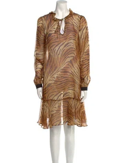 Pre-owned Twinset Silk Knee-length Dress In Neutral