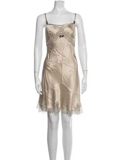 Pre-owned Twinset Silk Lace Pattern Nightgown In Neutrals