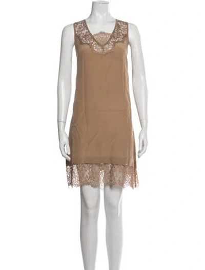 Pre-owned Twinset Silk Lace Pattern Nightgown In Neutrals