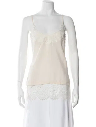 Pre-owned Twinset Silk Lace Pattern Top In Neutral
