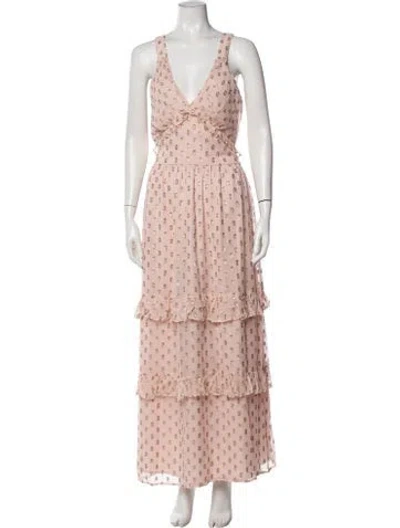 Pre-owned Twinset Silk Long Dress W/ Tags In Pink