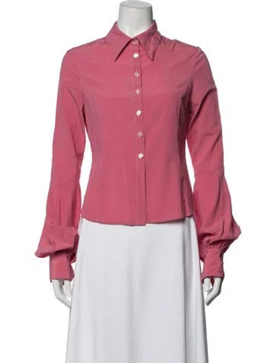 Pre-owned Twinset Silk Long Sleeve Blouse In Pink