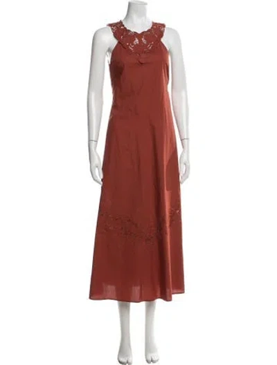 Pre-owned Twinset Silk Midi Length Dress In Orange