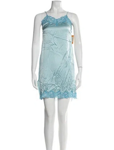 Pre-owned Twinset Silk Mini Dress In Blue