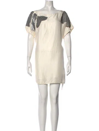 Pre-owned Twinset Silk Mini Dress In Neutrals