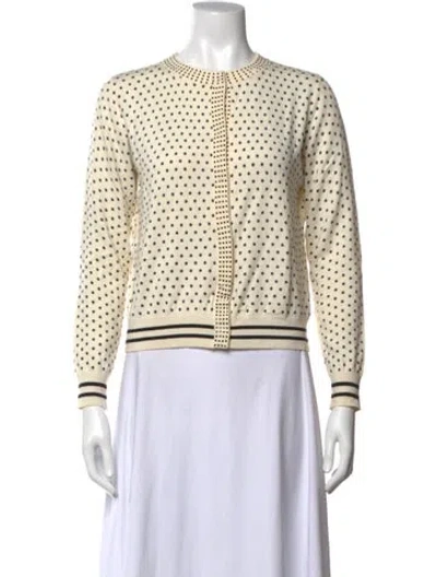 Pre-owned Twinset Silk Polka Dot Print Sweater In Neutrals