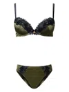 Twinset Silk Push-up Bra And Briefs In Green