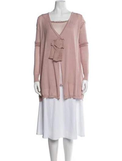 Pre-owned Twinset Silk Ruffle Embellishment Set In Pink