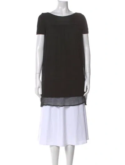 Pre-owned Twinset Silk Scoop Neck Top In Black