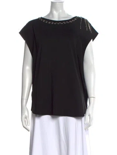 Pre-owned Twinset Silk Scoop Neck Top In Black