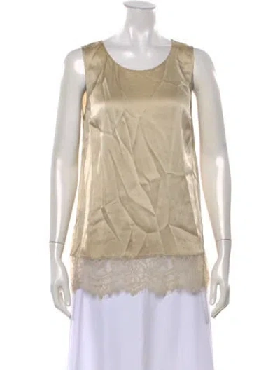 Pre-owned Twinset Silk Scoop Neck Top In Neutrals