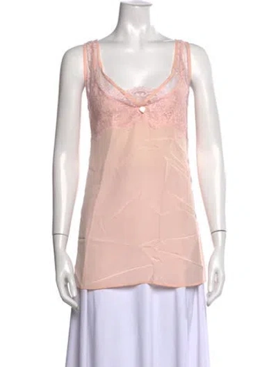 Pre-owned Twinset Silk Scoop Neck Top W/ Tags In Pink