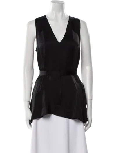 Pre-owned Twinset Silk V-neck Blouse In Black