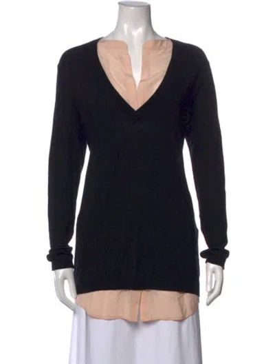 Pre-owned Twinset Silk V-neck Top In Black