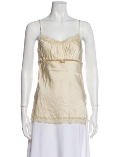 Pre-owned Twinset Silk V-neck Top In Neutral