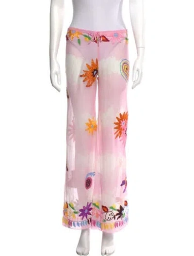 Pre-owned Twinset Silk Wide Leg Pants In Pink