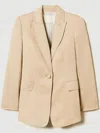Twinset Linen Blend Single-breasted Jacket In Neutrals