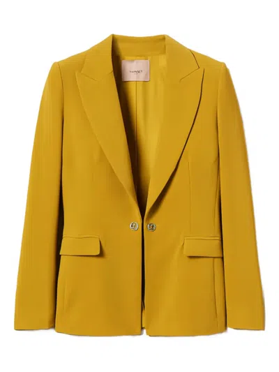 Twinset Single-breasted Blazer In Yellow