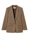 Twinset Single-breasted Checked Blazer  In Brown