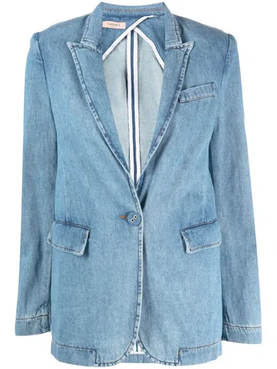 Twinset Single-breasted Denim Blazer In Blu