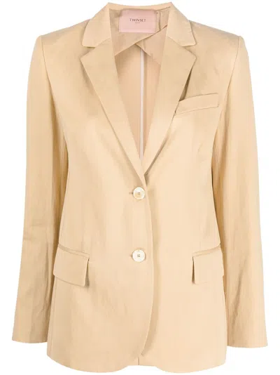 Twinset Single-breasted Tailored Blazer In Sand