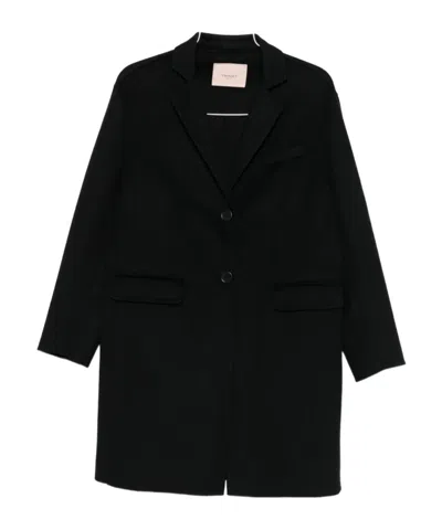 Twinset Single-breasted Coat In Black