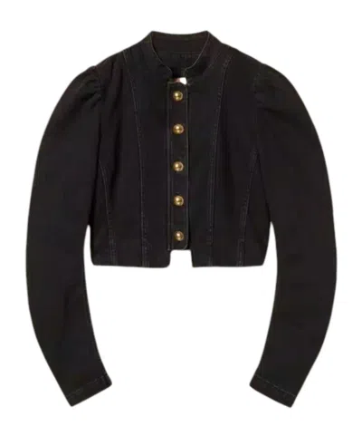 Twinset Single-breasted Denim Jacket In Black