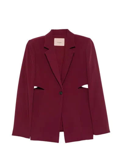 Twinset Single-breasted Jacket With Cut-out In Burgundy