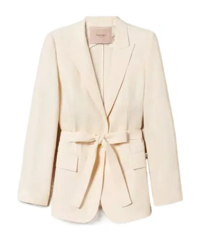 Twinset Single-breasted Tied-waist Blazer In Multi
