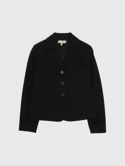 Twinset Kids' Single-breasted Viscose Blend Blazer For Girls With A Lapel Collar In Black