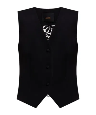 Twinset Single-breasted V-neck Vest In Black