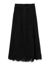 Twinset Cotton Midi Skirt In Black With Buttons Fastening