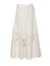 Twinset Twin-set Flared Cotton Poplin Sangallo Skirt In White